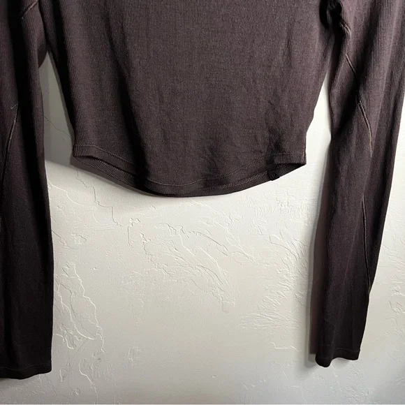 Lululemon Hold Tight Chocolate Brown Long Sleeve Modal Blend Crop Top - Picture 8 of 11